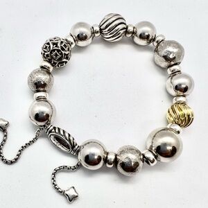 David Yurman 18k Sterling Silver Beaded Elements Bracelet